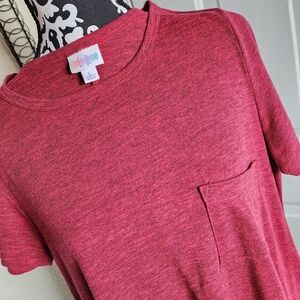 LuLaRoe Carly Red Short Sleeve Swing Dress Hi-low Hem Chest Pocket Size Large